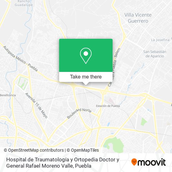 Hospital de Traumatología y Ortopedia Doctor y General Rafael Moreno Valle map