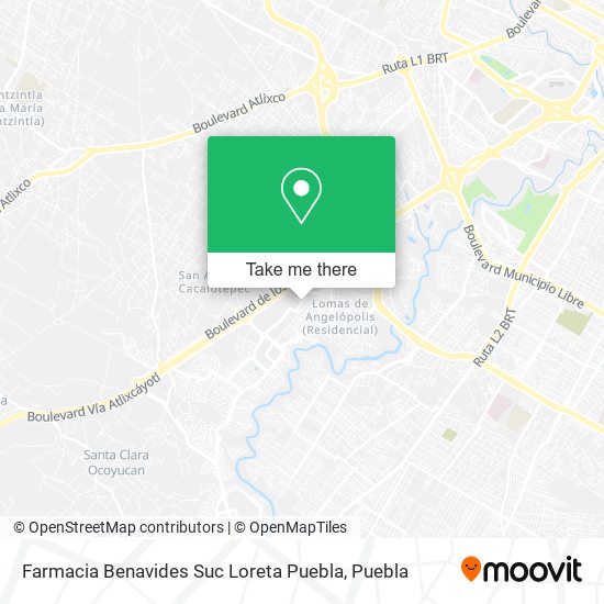 Mapa de Farmacia Benavides Suc Loreta Puebla