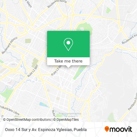 Mapa de Oxxo 14 Sur y Av. Espinoza Yglesias