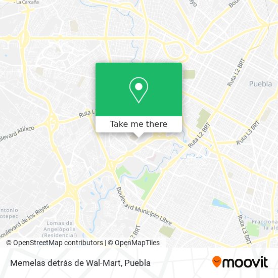 Mapa de Memelas detrás de Wal-Mart