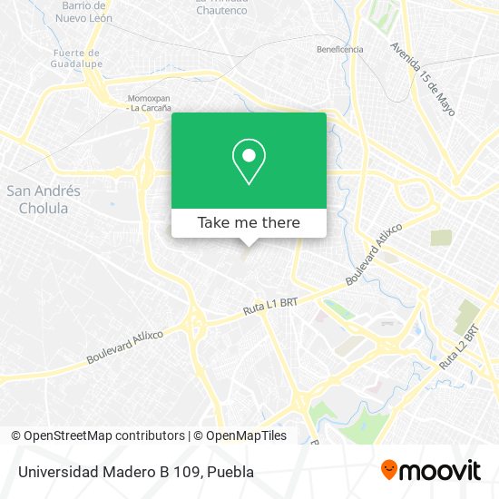 Mapa de Universidad Madero B 109