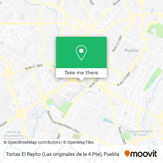 Mapa de Tortas El Rayito (Las originales de la 4 Pte)