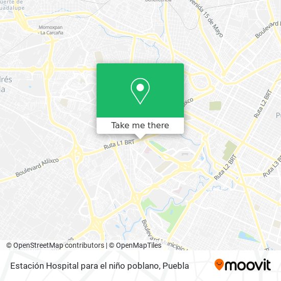 Estación Hospital para el niño poblano map