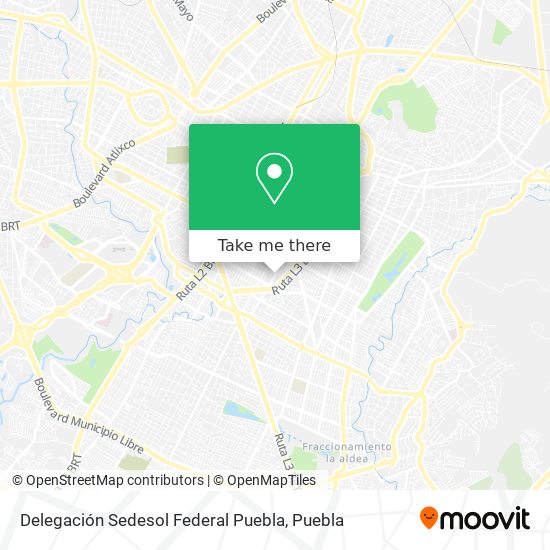 Mapa de Delegación Sedesol Federal Puebla