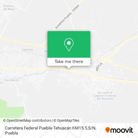 Mapa de Carretera Federal Puebla-Tehuacán KM15.5,S / N