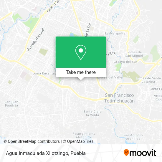Agua Inmaculada Xilotzingo map