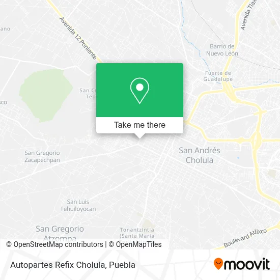 Autopartes Refix Cholula map