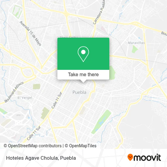 Hoteles Agave Cholula map