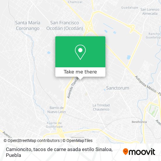 Mapa de Camioncito, tacos de carne asada estilo Sinaloa