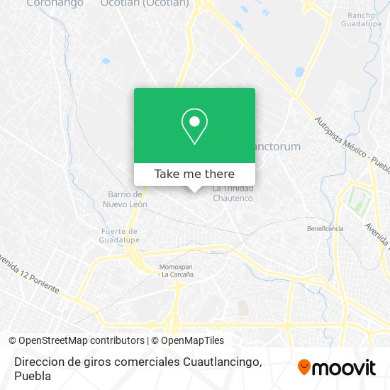 Mapa de Direccion de giros comerciales Cuautlancingo