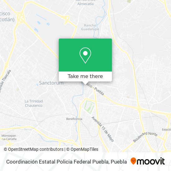 Mapa de Coordinación Estatal Policia Federal Puebla