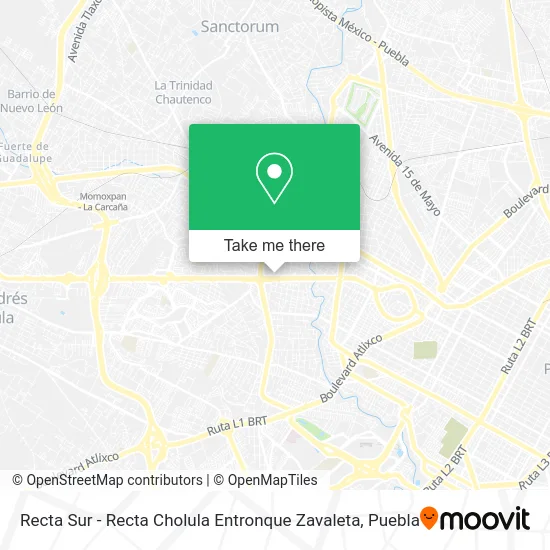 Recta Sur - Recta Cholula Entronque Zavaleta map