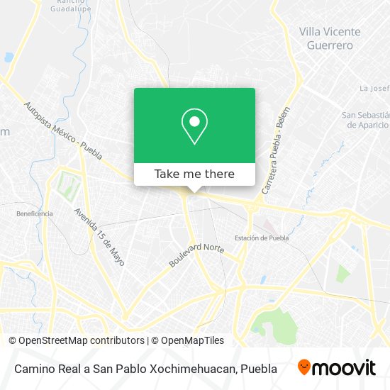 Mapa de Camino Real a San Pablo Xochimehuacan