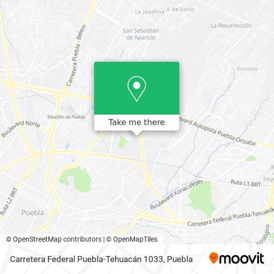 Mapa de Carretera Federal Puebla-Tehuacán 1033