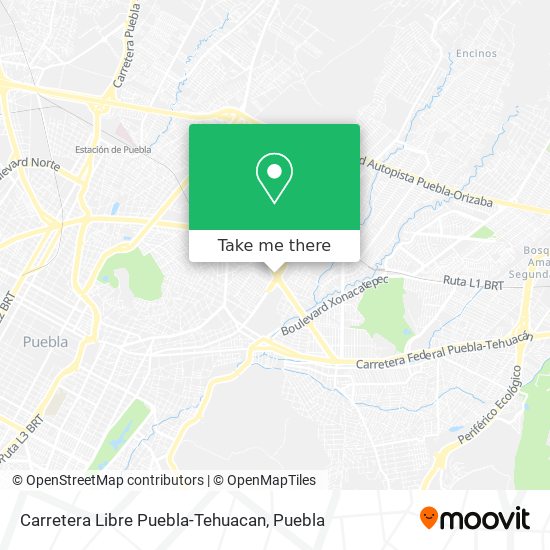 Carretera Libre Puebla-Tehuacan map