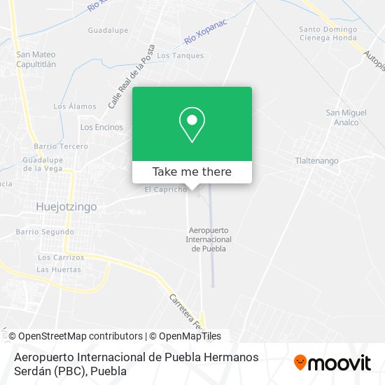 Mapa de Aeropuerto Internacional de Puebla Hermanos Serdán (PBC)