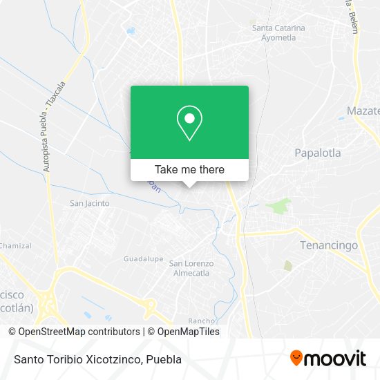 Santo Toribio Xicotzinco map