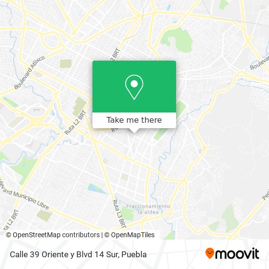 Calle 39 Oriente y Blvd 14 Sur map