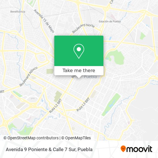 Mapa de Avenida 9 Poniente & Calle 7 Sur