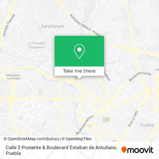 Mapa de Calle 2 Poniente & Boulevard Esteban de Antuñano