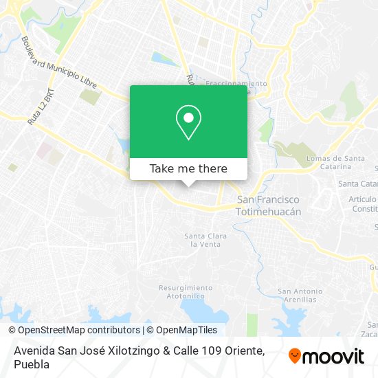 Avenida San José Xilotzingo & Calle 109 Oriente map