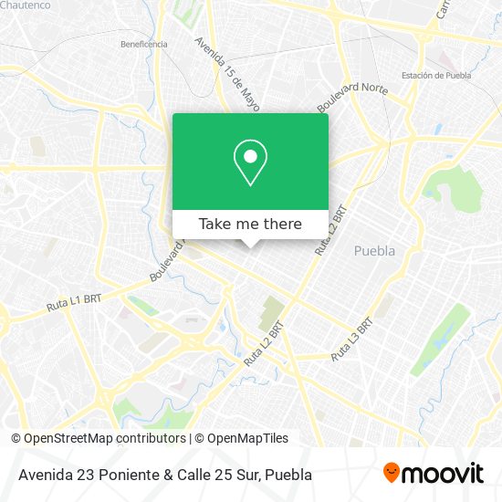 Avenida 23 Poniente & Calle 25 Sur map
