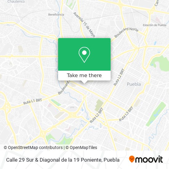 Calle 29 Sur & Diagonal de la 19 Poniente map