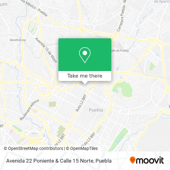 Avenida 22 Poniente & Calle 15 Norte map