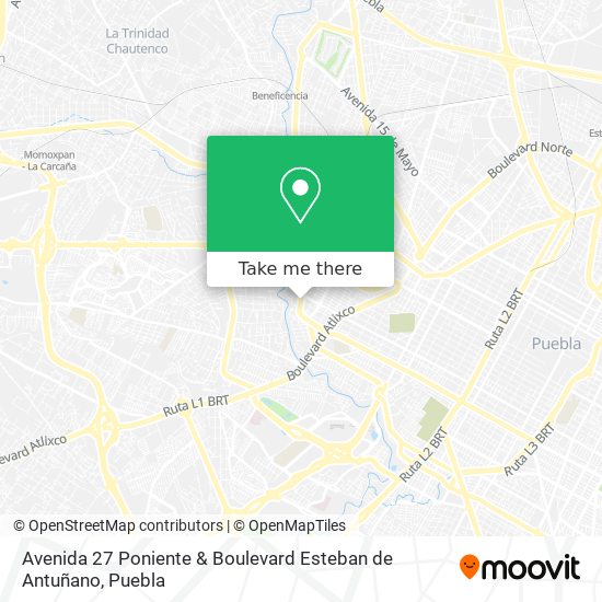 Avenida 27 Poniente & Boulevard Esteban de Antuñano map