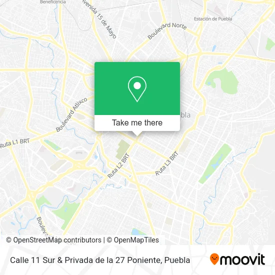 Calle 11 Sur & Privada de la 27 Poniente map