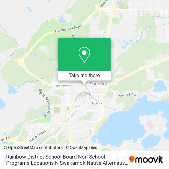 Rainbow District School Board Non-School Programs Locations N'Swakamok Native Alternative School map