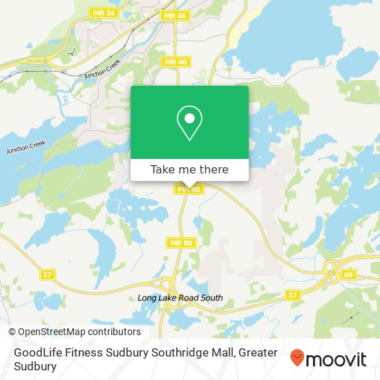 GoodLife Fitness Sudbury Southridge Mall map