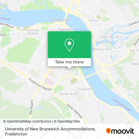 University of New Brunswick Accommodations map