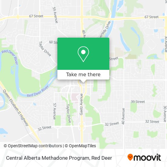 Central Alberta Methadone Program map