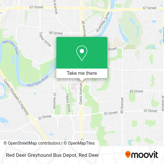 Red Deer Greyhound Bus Depot map