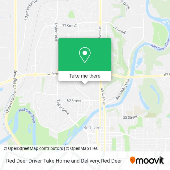 Red Deer Driver Take Home and Delivery map
