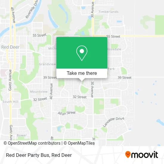 Red Deer Party Bus map
