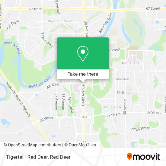 Tigertel - Red Deer map