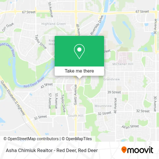 Asha Chimiuk Realtor - Red Deer map