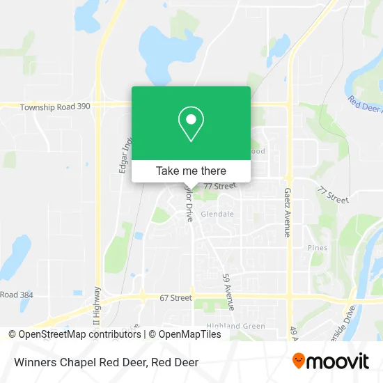 Winners Chapel Red Deer map