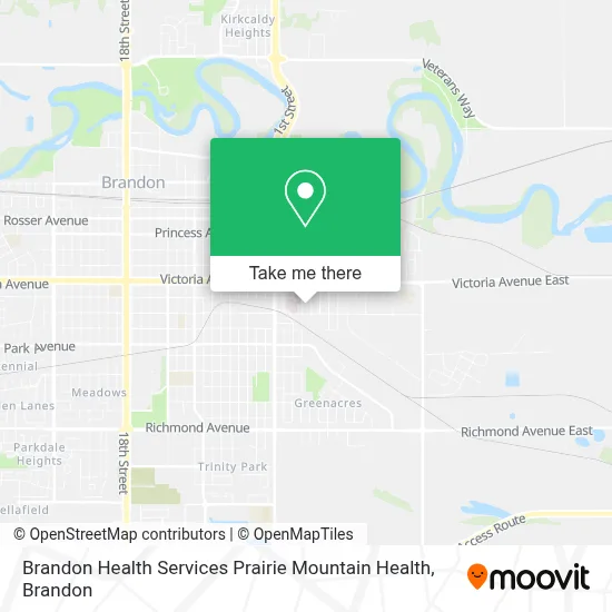 Brandon Health Services Prairie Mountain Health map