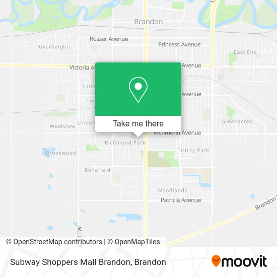 Subway Shoppers Mall Brandon map