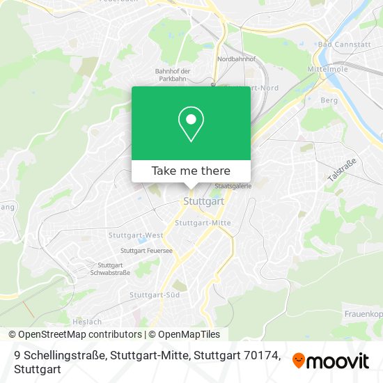 Карта 9 Schellingstraße, Stuttgart-Mitte, Stuttgart 70174