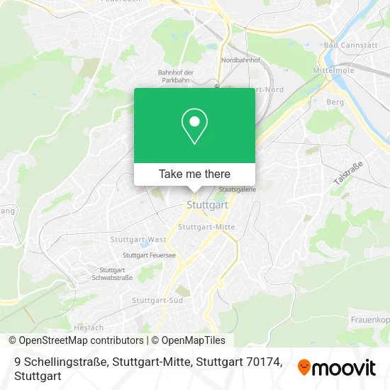 Карта 9 Schellingstraße, Stuttgart-Mitte, Stuttgart 70174