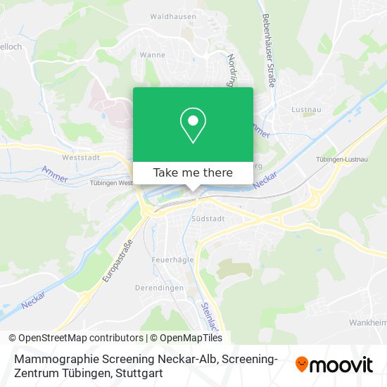 Карта Mammographie Screening Neckar-Alb, Screening-Zentrum Tübingen