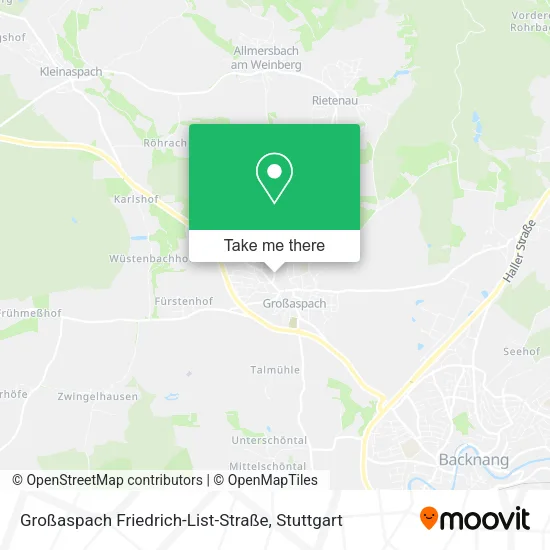 Карта Großaspach Friedrich-List-Straße