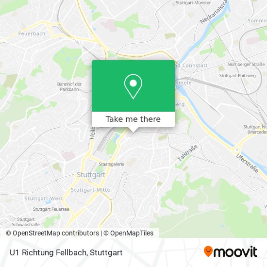 Карта U1 Richtung Fellbach