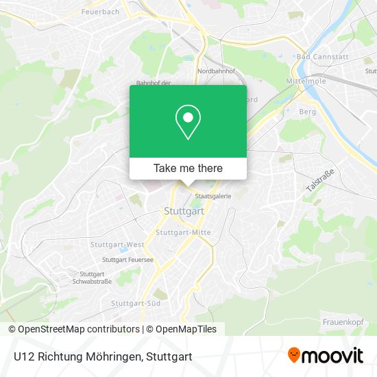 Карта U12 Richtung Möhringen