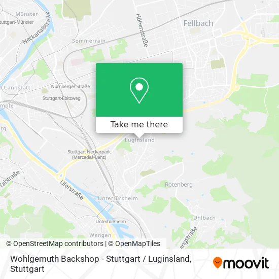 Карта Wohlgemuth Backshop - Stuttgart / Luginsland