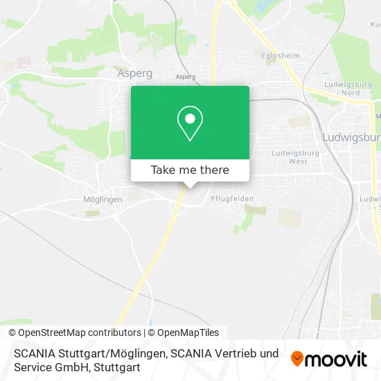 Карта SCANIA Stuttgart / Möglingen, SCANIA Vertrieb und Service GmbH